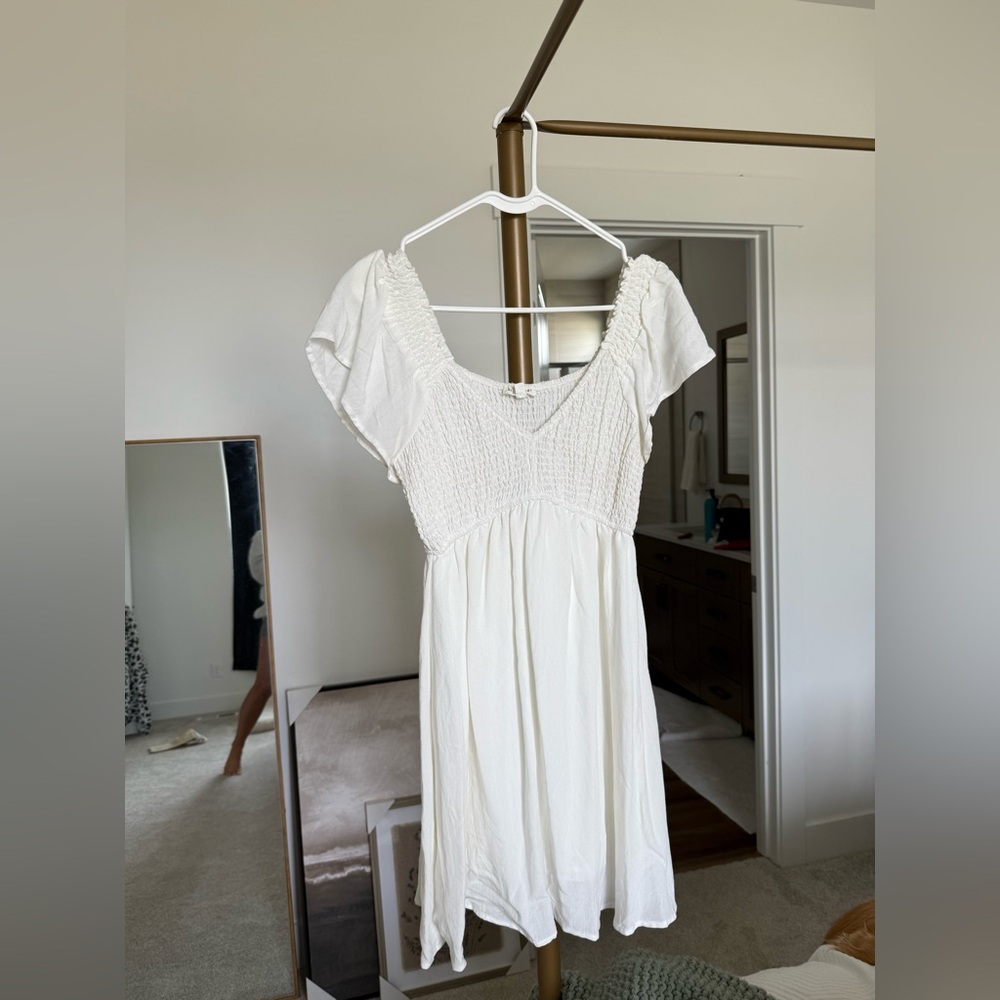 Blu pepper Elegant White Smocked Dress